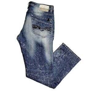 Buffalo David Evan-X Slim Stretch Acid Wash Distressed Denim Jeans Men 34x30